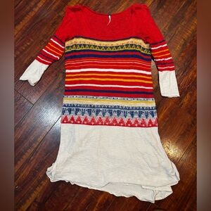 Free People Slub Fair Isle Sweater Boho Dress Sz S